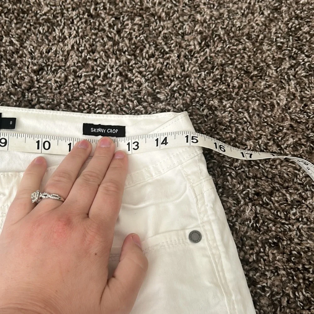 NWT Calvin Klein White Denim Jeans Skinny Crop 8 - Picture 6 of 12